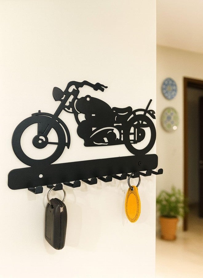 MEET DECOR Bike Metal Key Holder | Decorative Wall-Mounted Key Rack & Organizer for Entryway, Hallway, Kitchen | Sturdy Hanger for Keys & Accessories (25x15 cm, 9 Hooks) - Image 1
